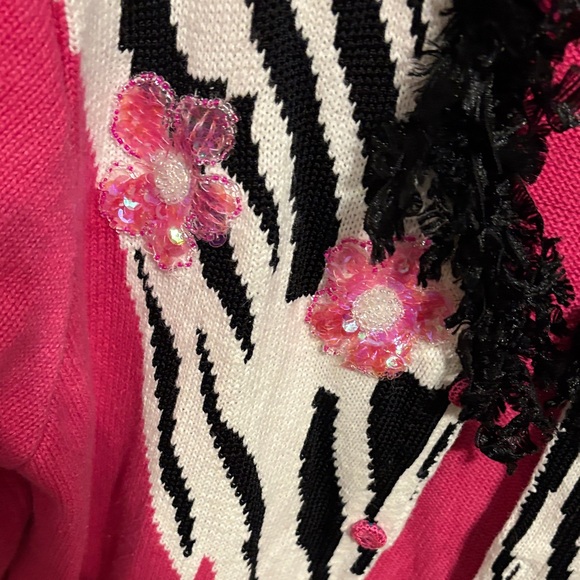 Storybook Knits for HSN Pink Tank Top with Zebra Trim and coordinating cardigan - Picture 9 of 11